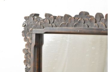 和製ビンテージ　軽井沢彫り　隅々まで施された桜の意匠が目を惹く収納付き姿見(ミラー、ドレッサー、鏡台、ヴィンテージ)(R-062475)