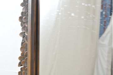 和製ビンテージ　軽井沢彫り　隅々まで施された桜の意匠が目を惹く収納付き姿見(ミラー、ドレッサー、鏡台、ヴィンテージ)(R-062475)