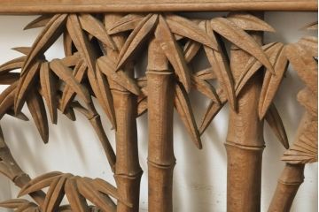アンティーク建具　彫刻師　山本栄雲作　竹　梅　鳥　花　彫刻欄間2枚セット(明かり取り、明り取り)(R-062479)