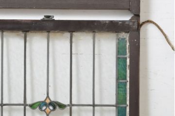 アンティーク建具　ステンドグラスがアクセントの上げ下げ窓(ガラス窓、建具)(R-062480)