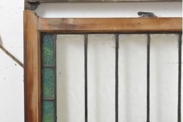 アンティーク建具　ステンドグラスがアクセントの上げ下げ窓(ガラス窓、建具)(R-062480)