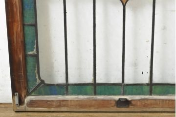 アンティーク建具　ステンドグラスがアクセントの上げ下げ窓(ガラス窓、建具)(R-062480)
