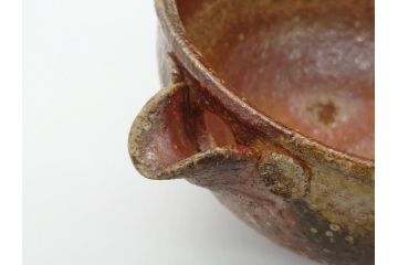 人間国宝　島岡達三　益子焼　窯変　象嵌　5.8寸　約17.4cm　縄文片口(鉢、共箱付き、和食器、和皿、五寸八分、民芸陶器)(R-062482)