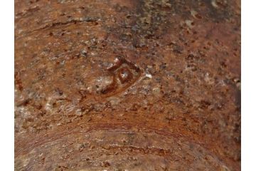 人間国宝　島岡達三　益子焼　窯変　象嵌　5.8寸　約17.4cm　縄文片口(鉢、共箱付き、和食器、和皿、五寸八分、民芸陶器)(R-062482)