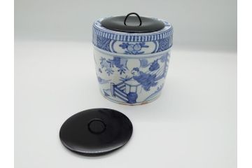 丹山窯　小峠葛芳　古染付写　水指(茶道具、共箱付き、外箱付き)(R-062483)