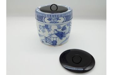 丹山窯　小峠葛芳　古染付写　水指(茶道具、共箱付き、外箱付き)(R-062483)