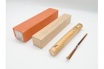 三代目　稲尾誠中斎　下削　大亀和尚(立花大亀老師)書付　茶杓　「ねがい」(誠中齋、竹、筒付き、茶道具、共箱付き、外箱付き)(R-062484)