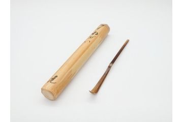 三代目　稲尾誠中斎　下削　大亀和尚(立花大亀老師)書付　茶杓　「ねがい」(誠中齋、竹、筒付き、茶道具、共箱付き、外箱付き)(R-062484)