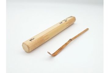 三代目　稲尾誠中斎　下削　大亀和尚(立花大亀老師)書付　茶杓　「福寿」(誠中齋、竹、筒付き、茶道具、共箱付き、外箱付き)(R-062485)