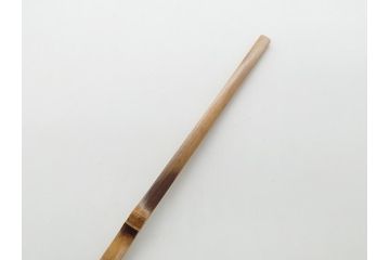 茶杓師　宝林寺　影林宗篤　福本積應書付　下削　銘入茶杓　浸竹クネ(竹、茶道具、筒付き、共箱付き、外箱付き)(R-062486)