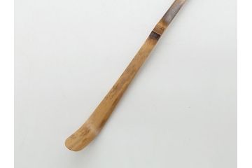 茶杓師　宝林寺　影林宗篤　福本積應書付　下削　銘入茶杓　浸竹クネ(竹、茶道具、筒付き、共箱付き、外箱付き)(R-062486)