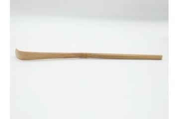 茶杓師　宝林寺　影林宗篤　福本積應書付　下削　銘入茶杓　浸竹クネ(竹、茶道具、筒付き、共箱付き、外箱付き)(R-062486)