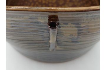 高取焼　十二代　中誠宗也　尋牛斎書付　耳付　四方水差(亀井味楽、共箱付き、茶道具)(R-062488)