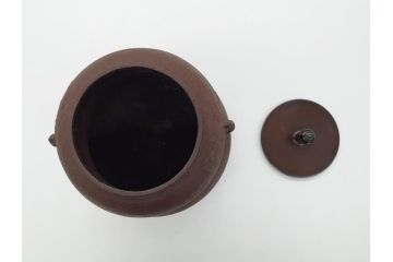 昭和58年　御釜師　名越弥五郎　唐銅蓋　瓢箪釜(水指、壺、壷、茶道具、共箱付き)(R-062489)
