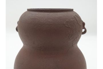昭和58年　御釜師　名越弥五郎　唐銅蓋　瓢箪釜(水指、壺、壷、茶道具、共箱付き)(R-062489)