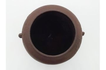 昭和58年　御釜師　名越弥五郎　唐銅蓋　瓢箪釜(水指、壺、壷、茶道具、共箱付き)(R-062489)