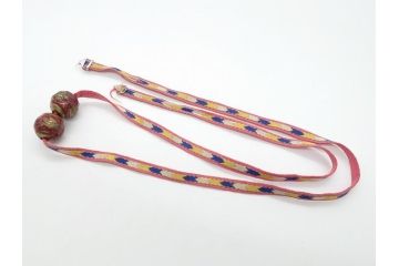 和製アンティーク　昭和初期　丸玉　草花模様　彩りを加えてアクセントになる帯留め(帯締め、飾り紐、着物道具、和装小物、アクセサリー)(R-062490)