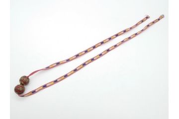和製アンティーク　昭和初期　丸玉　草花模様　彩りを加えてアクセントになる帯留め(帯締め、飾り紐、着物道具、和装小物、アクセサリー)(R-062490)