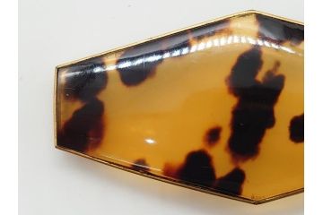 和製アンティーク　べっ甲(鼈甲)　着こなしのアクセントとなる帯留め(ヘキサゴン、六角形、帯締め、着物道具、和装小物、アクセサリー)(R-062491)