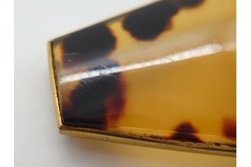 和製アンティーク　べっ甲(鼈甲)　着こなしのアクセントとなる帯留め(ヘキサゴン、六角形、帯締め、着物道具、和装小物、アクセサリー)(R-062491)