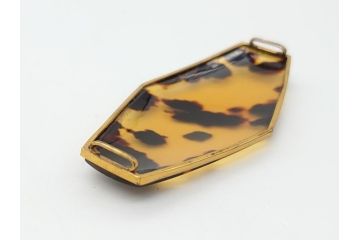 和製アンティーク　べっ甲(鼈甲)　着こなしのアクセントとなる帯留め(ヘキサゴン、六角形、帯締め、着物道具、和装小物、アクセサリー)(R-062491)