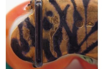 高級　三越製　磁器製　柿の実　ぷっくりとした柿の実か愛らしい帯留め(十三代今泉今右衛門、柿の木、帯締め、着物道具、和装小物、帯留金具、アクセサリー、ケース付き)(R-062492)
