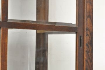 和製アンティーク　大正ロマン　大振り　総欅(ケヤキ)材　レトロな雰囲気が魅力のガラスケース(ショーケース、陳列棚、飾り棚)(R-062497)