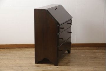 和製ビンテージ　松本民芸家具　♯308型　古びた風合いの木肌がレトロさを醸し出すシックなライティングビューロー(簿記机、ワークデスク、在宅ワーク、在宅用、机、チェスト、ヴィンテージ)(定価約45万円)(R-062504)