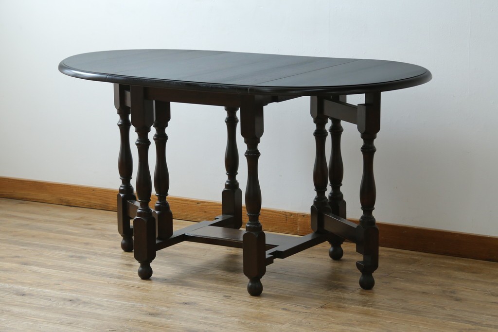 和製ビンテージ　昭和後期　松本民芸家具　M型バタフライ卓(楕円)　凝った脚のデザインが目を惹くバタフライテーブル　定価約28万　(R-062510)