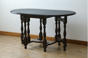 和製ビンテージ　昭和後期　松本民芸家具　M型バタフライ卓(楕円)　凝った脚のデザインが目を惹くバタフライテーブル　定価約28万　(R-062510)