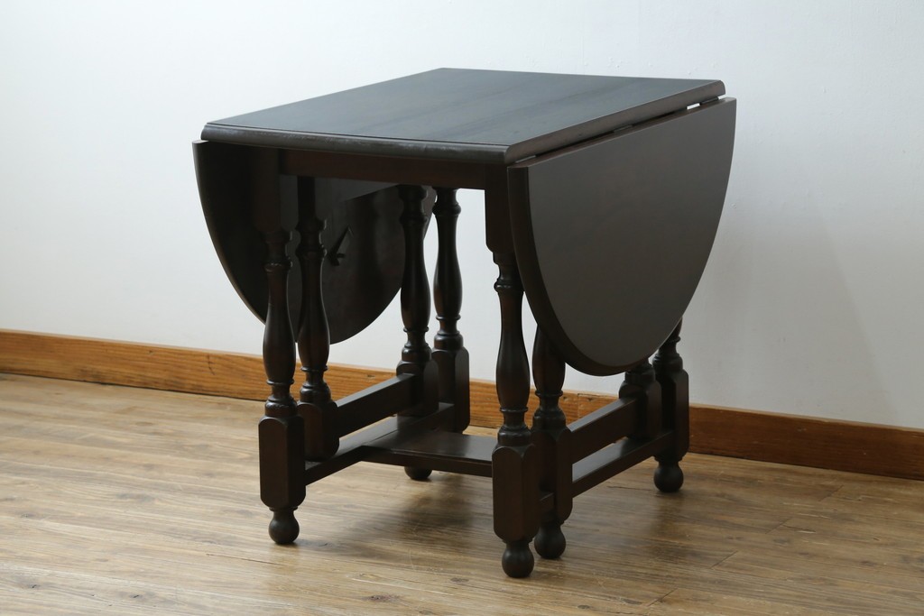 和製ビンテージ　昭和後期　松本民芸家具　M型バタフライ卓(楕円)　凝った脚のデザインが目を惹くバタフライテーブル　定価約28万　(R-062510)