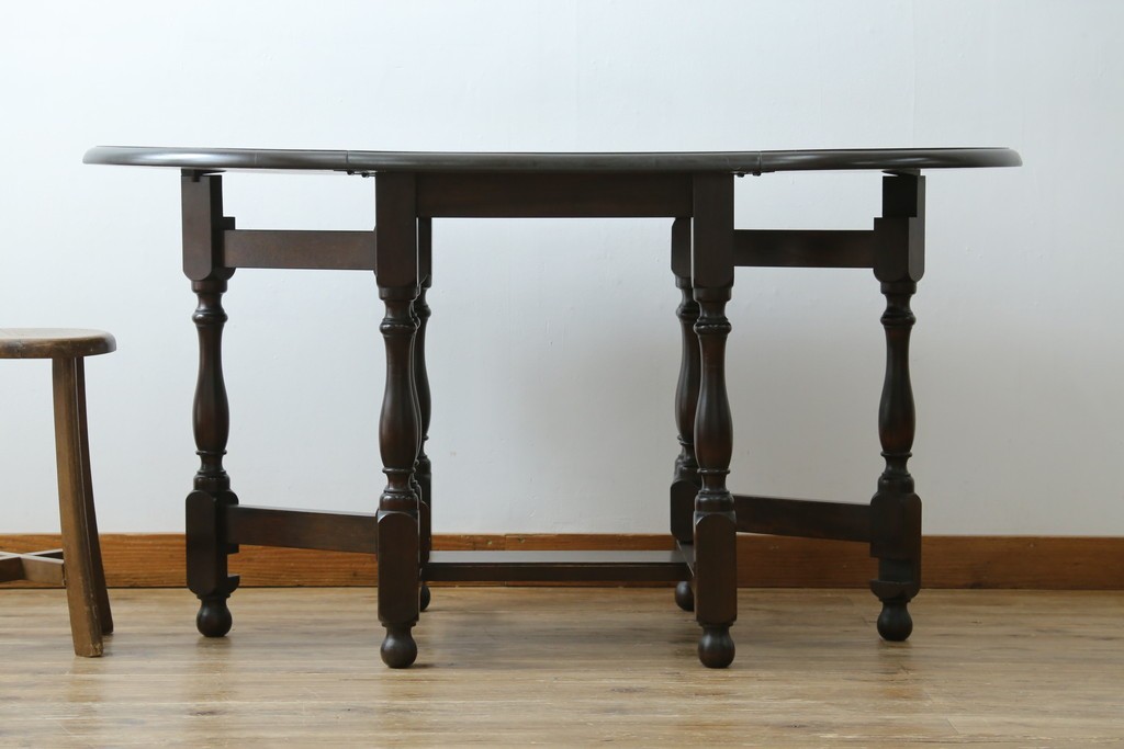 和製ビンテージ　昭和後期　松本民芸家具　M型バタフライ卓(楕円)　凝った脚のデザインが目を惹くバタフライテーブル　定価約28万　(R-062510)