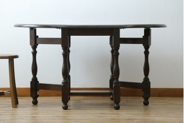 和製ビンテージ　昭和後期　松本民芸家具　M型バタフライ卓(楕円)　凝った脚のデザインが目を惹くバタフライテーブル　定価約28万　(R-062510)