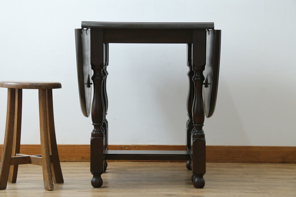 和製ビンテージ　昭和後期　松本民芸家具　M型バタフライ卓(楕円)　凝った脚のデザインが目を惹くバタフライテーブル　定価約28万　(R-062510)