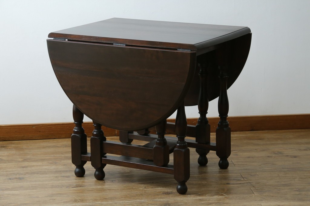 和製ビンテージ　昭和後期　松本民芸家具　M型バタフライ卓(楕円)　凝った脚のデザインが目を惹くバタフライテーブル　定価約28万　(R-062510)