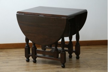 和製ビンテージ　昭和後期　松本民芸家具　M型バタフライ卓(楕円)　凝った脚のデザインが目を惹くバタフライテーブル　定価約28万　(R-062510)