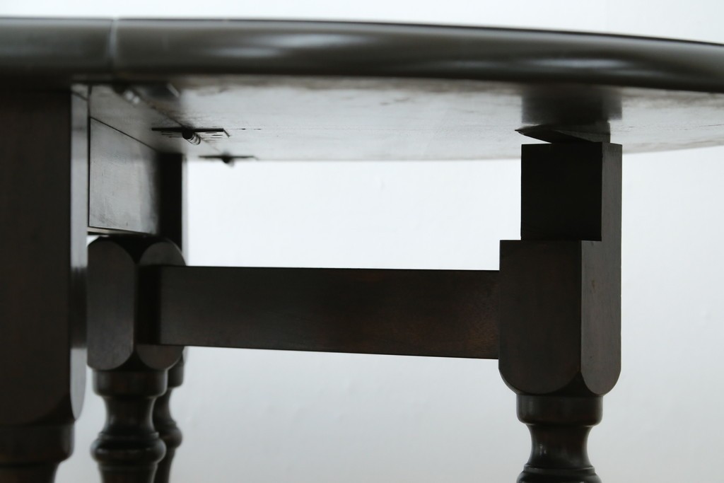 和製ビンテージ　昭和後期　松本民芸家具　M型バタフライ卓(楕円)　凝った脚のデザインが目を惹くバタフライテーブル　定価約28万　(R-062510)