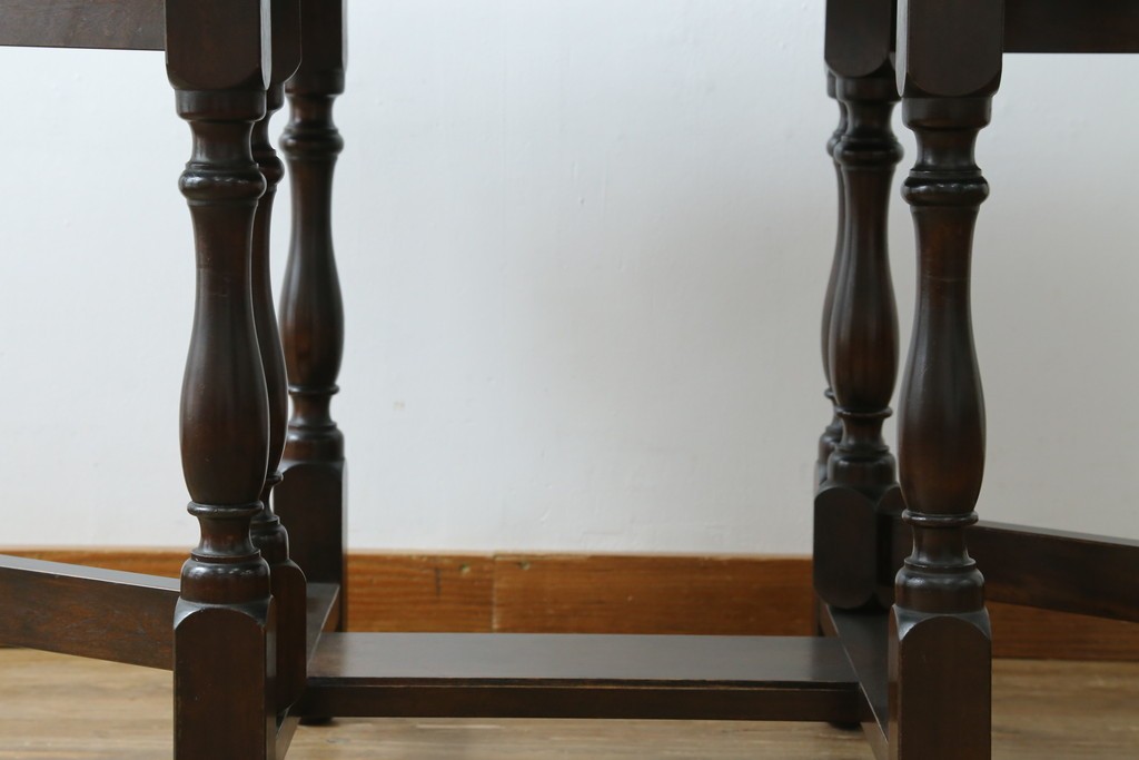 和製ビンテージ　昭和後期　松本民芸家具　M型バタフライ卓(楕円)　凝った脚のデザインが目を惹くバタフライテーブル　定価約28万　(R-062510)