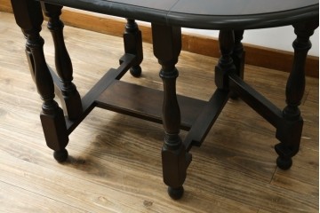 和製ビンテージ　昭和後期　松本民芸家具　M型バタフライ卓(楕円)　凝った脚のデザインが目を惹くバタフライテーブル　定価約28万　(R-062510)