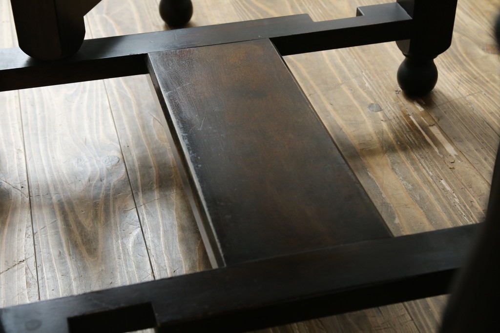 和製ビンテージ　昭和後期　松本民芸家具　M型バタフライ卓(楕円)　凝った脚のデザインが目を惹くバタフライテーブル　定価約28万　(R-062510)