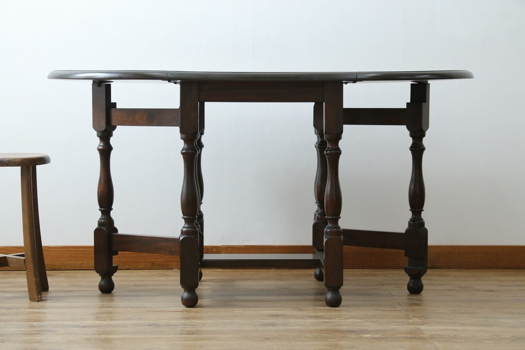 和製ビンテージ　昭和後期　松本民芸家具　M型バタフライ卓(楕円)　凝った脚のデザインが目を惹くバタフライテーブル　定価約28万　(R-062510)