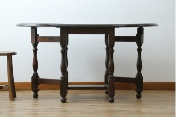 和製ビンテージ　昭和後期　松本民芸家具　M型バタフライ卓(楕円)　凝った脚のデザインが目を惹くバタフライテーブル　定価約28万　(R-062510)