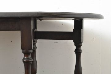 和製ビンテージ　昭和後期　松本民芸家具　M型バタフライ卓(楕円)　凝った脚のデザインが目を惹くバタフライテーブル(ドロップリーフテーブル、エクステンションテーブル、食卓、ダイニングテーブル、2人掛け、4人掛け、2P、4P、ヴィンテージ)(定価約28万)(R-062510)