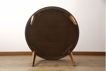 中古　美品　DREXEL HERITAGE(ドレクセルヘリテイジ)　ガラス天板付き!!洗練された佇まいが美しいラウンドテーブル(ダイニングテーブル、2人掛け、4人掛け、2P、4P)(R-062511)