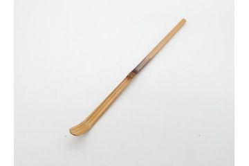 即中斎　自作　黒田正玄　下削り　竹茶杓　涼風(竹、筒付き、茶道具、共箱付き、外箱付き)(R-062516)