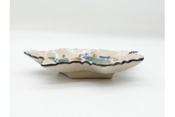 明治期　九谷焼　二重角福　草花文　4.7寸皿　約14.3cm　秋の食卓を彩る変形皿4客セット(紅葉型、葉形、中皿、和食器、和皿、四寸七分)(R-062521)