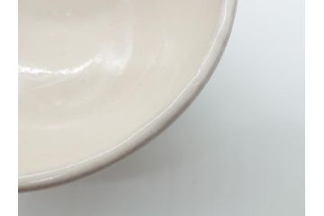 益子焼　赤絵　吉川心水(よしかわもとみ)　4.3寸　約13cm　萩文茶碗(共箱付き、和食器、和皿、とんぼ、作家物、四寸三分)(R-062529)