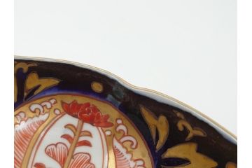 明治期　伊万里焼　錦手　金襴手　染錦　二重角富(角冨)　金彩　色絵　桃図　草花文　8.3寸皿　約25cm　煌びやかで豪華な絵付けの大皿2枚セット(深皿、和皿、和食器、八寸三分)(R-062553)