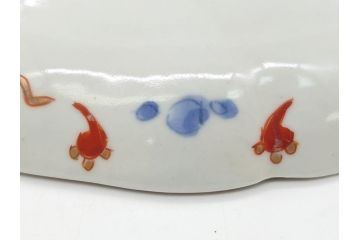 明治期　伊万里焼　錦手　金襴手　染錦　二重角富(角冨)　金彩　色絵　桃図　草花文　8.3寸皿　約25cm　煌びやかで豪華な絵付けの大皿2枚セット(深皿、和皿、和食器、八寸三分)(R-062553)