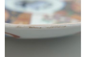 明治期　伊万里焼　錦手　金襴手　染錦　二重角富(角冨)　金彩　色絵　桃図　草花文　8.3寸皿　約25cm　煌びやかで豪華な絵付けの大皿2枚セット(深皿、和皿、和食器、八寸三分)(R-062554)